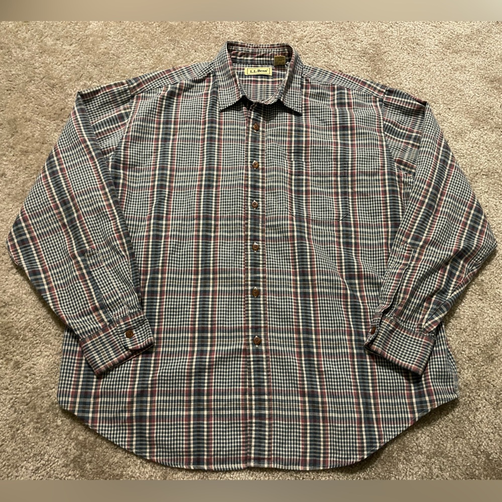 Men’s L.L.BEAN Vintage Plaid Button-Up Long Sleeve Shirt Size XL